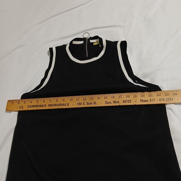 GIANI BINI Large Black Sleeveless Crew-Neck Lined A-Line Exposed Zipper Dress - Picture 10 of 12